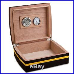 COHIBA Gloss Finish Black Cedar Wood Cigar Humidor Cigar Box Sets WithHygrometer