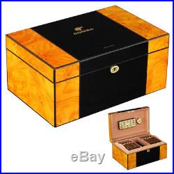 COHIBA Large Capacity Humidor Cigar Box Cedar Wood Cigar Case Glossy Piano