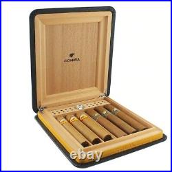 COHIBA Portable Leather Travel Cigar Case Cedar Wood Lined Cigar Humidor BOX HQ