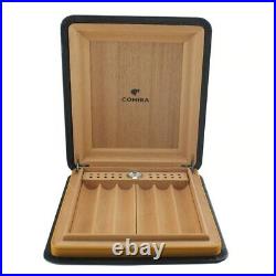 COHIBA Portable Leather Travel Cigar Case Cedar Wood Lined Cigar Humidor BOX HQ