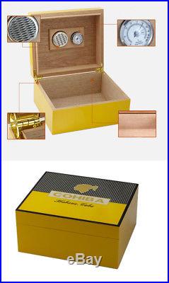 COHIBA Yellow Cedar Cigar Humidor Accessories Box With Ashtray Cutter, Humidifier
