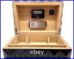 COLIBRI QUASAR DESKTOP 40-45 BLACK CIGAR HUMIDOR Original Packaging NEW in BOX
