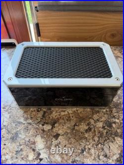 COLIBRI RALLY 100 CIGARS HUMIDOR / BLACK andSILVER 15.75x10x6. NEW IN BOX