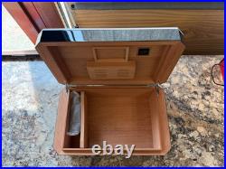 COLIBRI RALLY 100 CIGARS HUMIDOR / BLACK andSILVER 15.75x10x6. NEW IN BOX