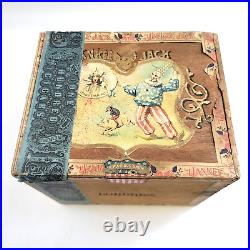 C. 1896 Savage Flanders & Co. Yankee Jack Wooden 100 Ct. Cigar Box & Labels NY
