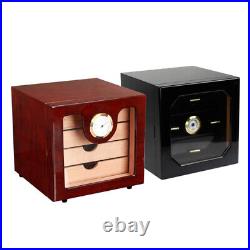 Capacity Wood 3 Drawer Cigar Humidor Cabinet Box Humidifier Hygrometer Black