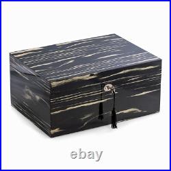 Cardenas 100 Cigar Ebony Wood Cedar Lined Humidor Hygrometer Humidistat Box