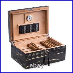 Cardenas 100 Cigar Ebony Wood Cedar Lined Humidor Hygrometer Humidistat Box