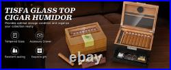 Cedar Cigar Humidor Box with Hygrometer Humidifier Drawer Divider Case
