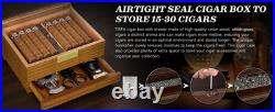 Cedar Cigar Humidor Box with Hygrometer Humidifier Drawer Divider Case