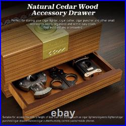 Cedar Cigar Humidor Box with Hygrometer Humidifier Drawer Divider Case