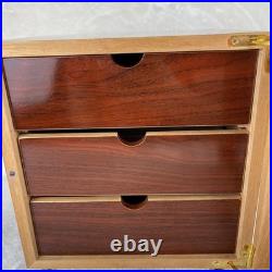 Cedar Wood 3 Drawer Cigar Humidor Cabinet Capacity Box Humidifier