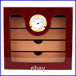 Cedar Wood 4 Drawer Cigar Humidor Cabinet Box With Humidifier Hygrometer