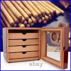 Cedar Wood 4 Drawer Cigar Humidor Cabinet Box With Humidifier Hygrometer