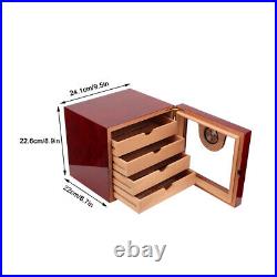 Cedar Wood 4 Drawer Cigar Humidor Cabinet Box With Humidifier Hygrometer