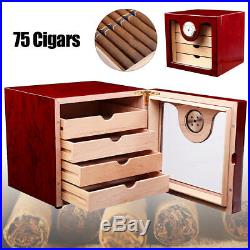 Cedar Wood 75 Cigar Humidor Case Box With Hygrometer Humidor For COHIBA BEHIK