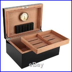 Cedar Wood Black Travel Outdoor Cigar Humidor Cigar Case Storage Box Accessories
