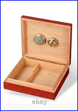 Cedar Wood Cigar Box, Portable Cigar Humidor With Hygrometer Box For Cigars