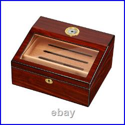 Cedar Wood Cigar Humidor Box Humidifier Hygrometer Fit 50 Holder Large Capacity