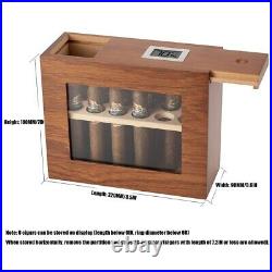 Cedar Wood Cigar Humidor Box Visible Glass Window Humidifier Hygrometer Case Des