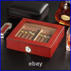 Cedar Wood Cigar Humidor Humidifier Storage Case Box Hold 25CT Cigars Hygrometer