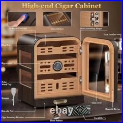 Cedar Wood Cigar Humidor with LED Light, Digital Thermometer & 2 Humidifiers H