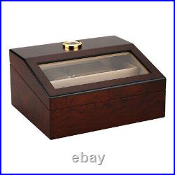 Cedar Wood Desktop Cigar Humidor High Glossy Cigar Moisturizing Box Glass Top