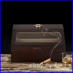 Cedar Wood Desktop Cigar Humidor High Glossy Cigar Moisturizing Box Glass Top