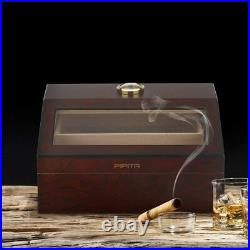 Cedar Wood Desktop Cigar Humidor High Glossy Moisturizing Box Glass Top PIPITA