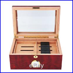 Cedar Wood Humidifier Humidor Storage Cigar Box Case Organiser Display, Window