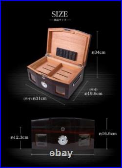 Cedar Wood Humidor with Hygrometer, 2-Tier Cigar Box, Holds 36 Cigars, Lockable