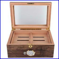 Cedar Wood Lined 120 Cigar Humidor Box Storage Case Humidifier Hygrometer