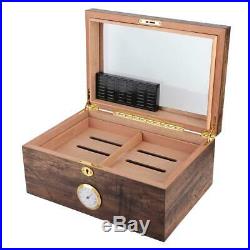 Cedar Wood Lined 120 Cigar Humidor Box Storage Case Humidifier Hygrometer