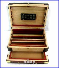Cigar Box Humidor Exotic Woods Padak & Mable 15long x 10wide x 7.5tall Signed