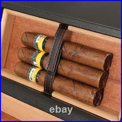 Cigar Box Humidor Leather Portable Case Travel Holder Cedar Wood 15 Cigars Hold