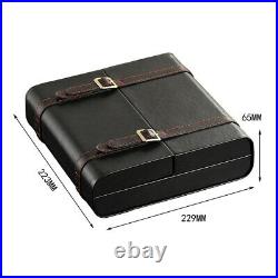 Cigar Box Humidor Leather Portable Case Travel Holder Cedar Wood 15 Cigars Hold