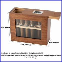 Cigar Box With Hygrometer Humidifier Portable Humidor Glass Wooden Cases 22x9x18cm