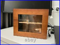 Cigar Box With Hygrometer Humidifier Portable Humidor Glass Wooden Cases 22x9x18cm