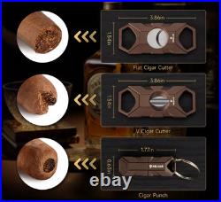 Cigar Box with Humidifier and Digital Hygrometer, Glass Top Cedar Case, Cutter Cigar Box with Humidifier and Digital Hygrometer, Glass Top Cedar Case, Cutter