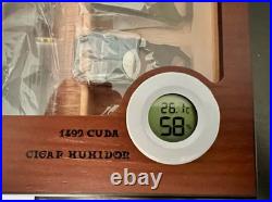 Cigar Box with Humidifier and Digital Hygrometer, Glass Top Cedar Case, Cutter Cigar Box with Humidifier and Digital Hygrometer, Glass Top Cedar Case, Cutter