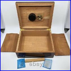 Cigar Brown Wood Box Holder Nut With Humidor And Barometer