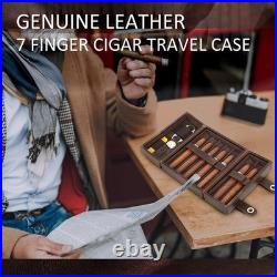 Cigar Case for 7 Full Grain Leather Travel Cigar Humidor 7 Cigars Accessories