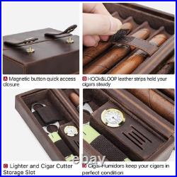 Cigar Case for 7 Full Grain Leather Travel Cigar Humidor 7 Cigars Accessories