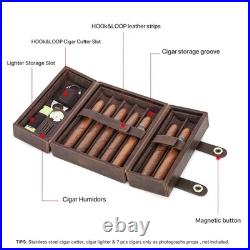 Cigar Case for 7 Full Grain Leather Travel Cigar Humidor 7 Cigars Accessories