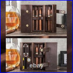 Cigar Case for 7 Full Grain Leather Travel Cigar Humidor 7 Cigars Accessories