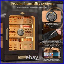 Cigar Humidor, 3 Side Windows Humidor Cigar Box, Cedar Wood Drawer Cigar Cabinet