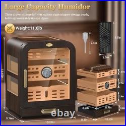 Cigar Humidor, 4 Side Windows humidor Cigar Box, Cedar Wood Drawer Humidor, with