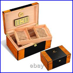 Cigar Humidor 80-100cts Cigars Storage Box Case with Cohiba Humidifier Hygrometer