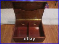 Cigar Humidor ANTIQUE HEAVY Wooden Box With KEY Brown 18x13x9 14 LBS