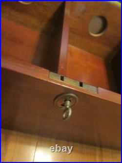 Cigar Humidor ANTIQUE HEAVY Wooden Box With KEY Brown 18x13x9 14 LBS